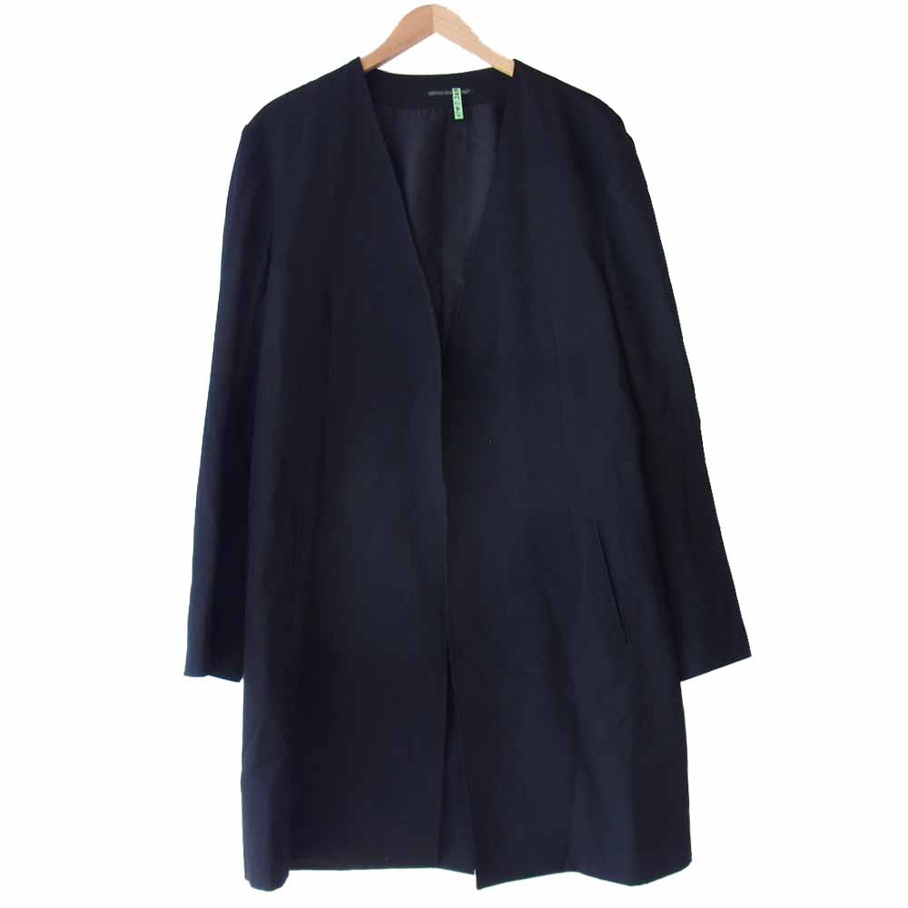 Yohji Yamamoto ヨウジヤマモト POUR HOMME プールオム 18AW HV-J19-100 No Collar Jacket Wrinkled Gabardine ウールギャバ ノーカラー ジャケット ブラック系 4【美品】【中古】
