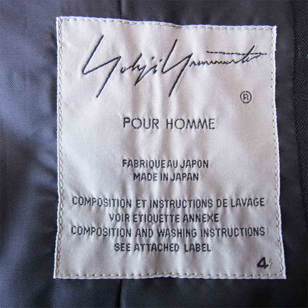 Yohji Yamamoto ヨウジヤマモト POUR HOMME プールオム 18AW HV-J19-100 No Collar Jacket Wrinkled Gabardine ウールギャバ ノーカラー ジャケット ブラック系 4【美品】【中古】