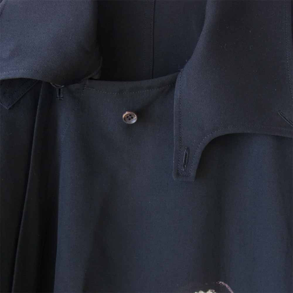 Yohji Yamamoto ヨウジヤマモト POUR HOMME プールオム 17AW ウールギャバ 抜染 マキシ丈コート ブラック系【中古】