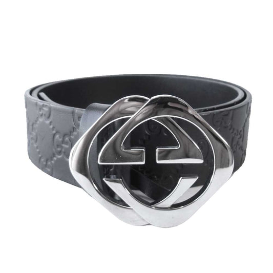 GUCCI グッチ 182320 グッチシマ GGバックル レザー ベルト  ブラック系【美品】【中古】