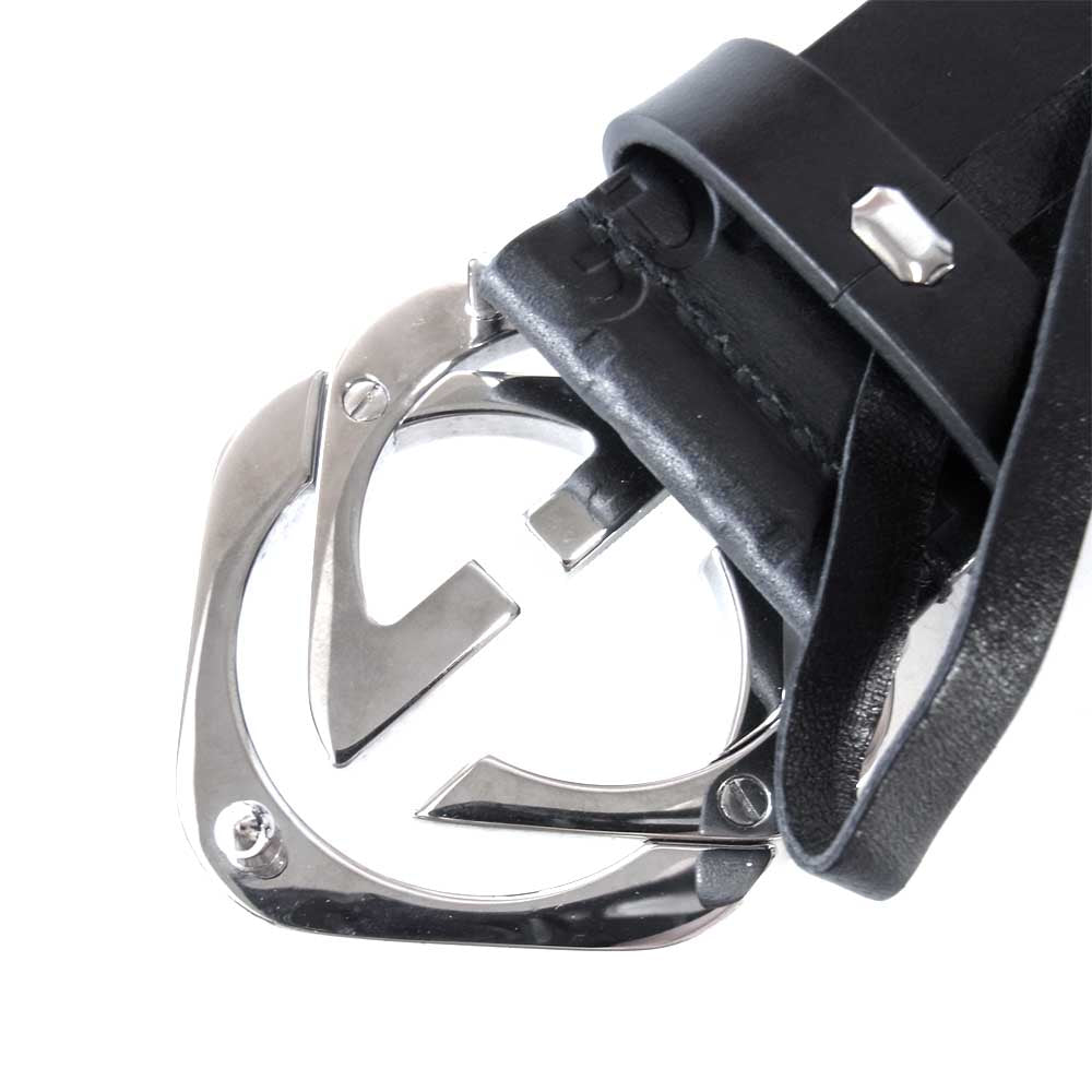 GUCCI グッチ 182320 グッチシマ GGバックル レザー ベルト  ブラック系【美品】【中古】