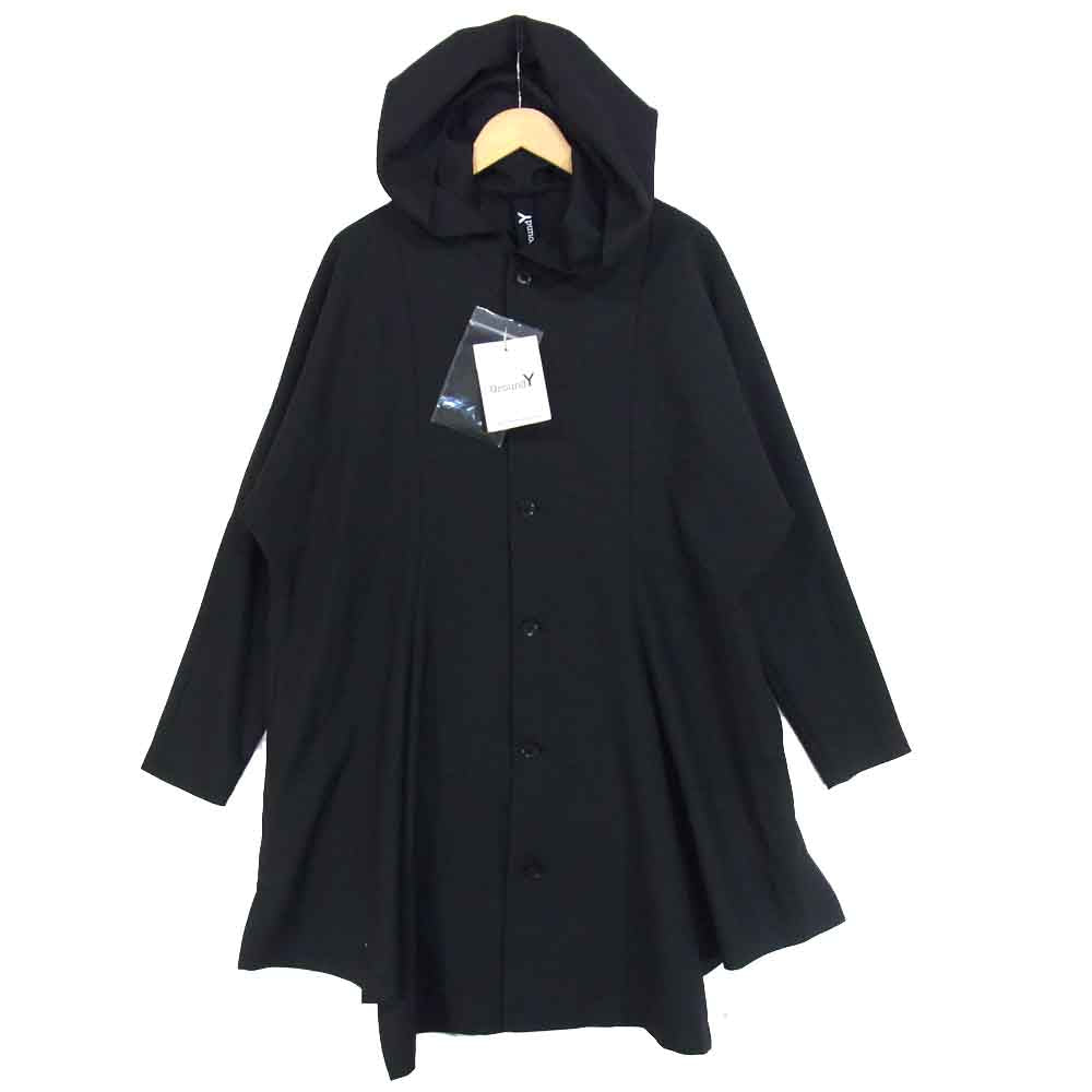 Yohji Yamamoto ヨウジヤマモト GroundY 21SS GT-D03-100-1 T/W Gabardine Drape Hood Cardigan TWギャバジン コート ブラック系 3【新古品】【未使用】【中古】