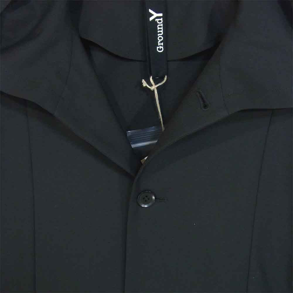 Yohji Yamamoto ヨウジヤマモト GroundY 21SS GT-D03-100-1 T/W Gabardine Drape Hood Cardigan TWギャバジン コート ブラック系 3【新古品】【未使用】【中古】