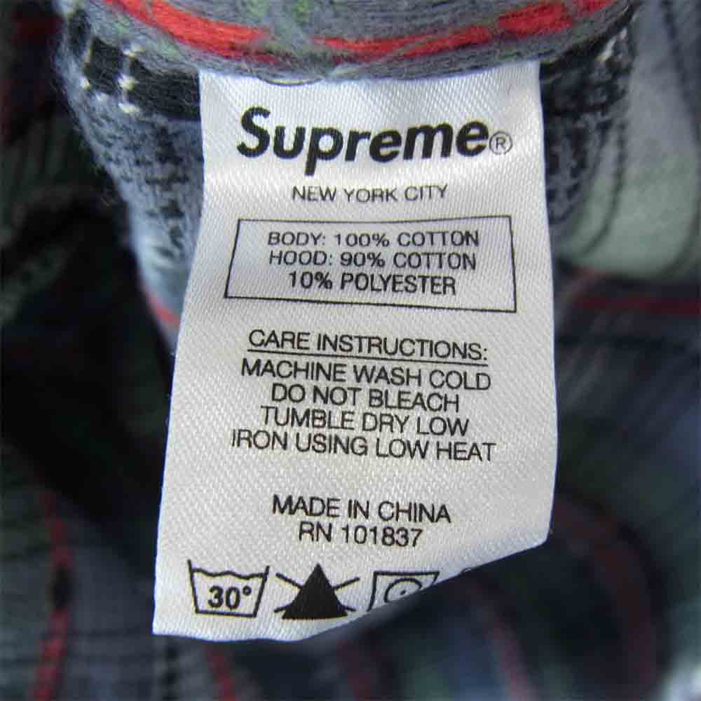 Supreme シュプリーム 18AW Hooded Jacquard Flannel Shirt ジャガード フランネル 長袖シャツ グレー系 M【中古】