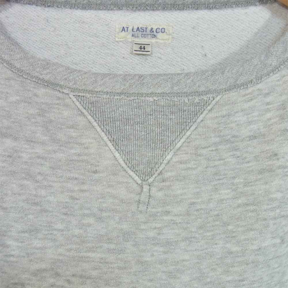 AT LAST アットラスト 前V 霜降り クルーネック スウェット グレー系 44【中古】