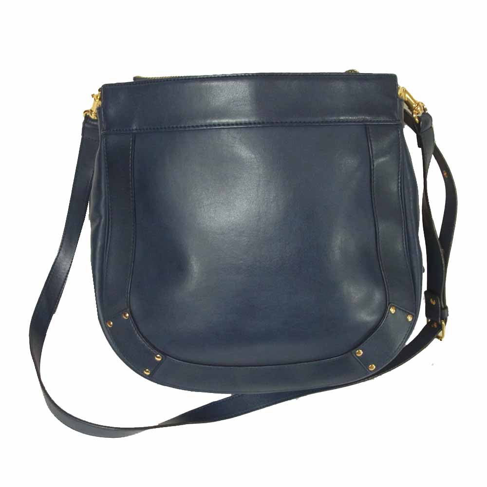 Chloe クロエ ショルダーバック レザー ストラップ付 ネイビー系【中古】
