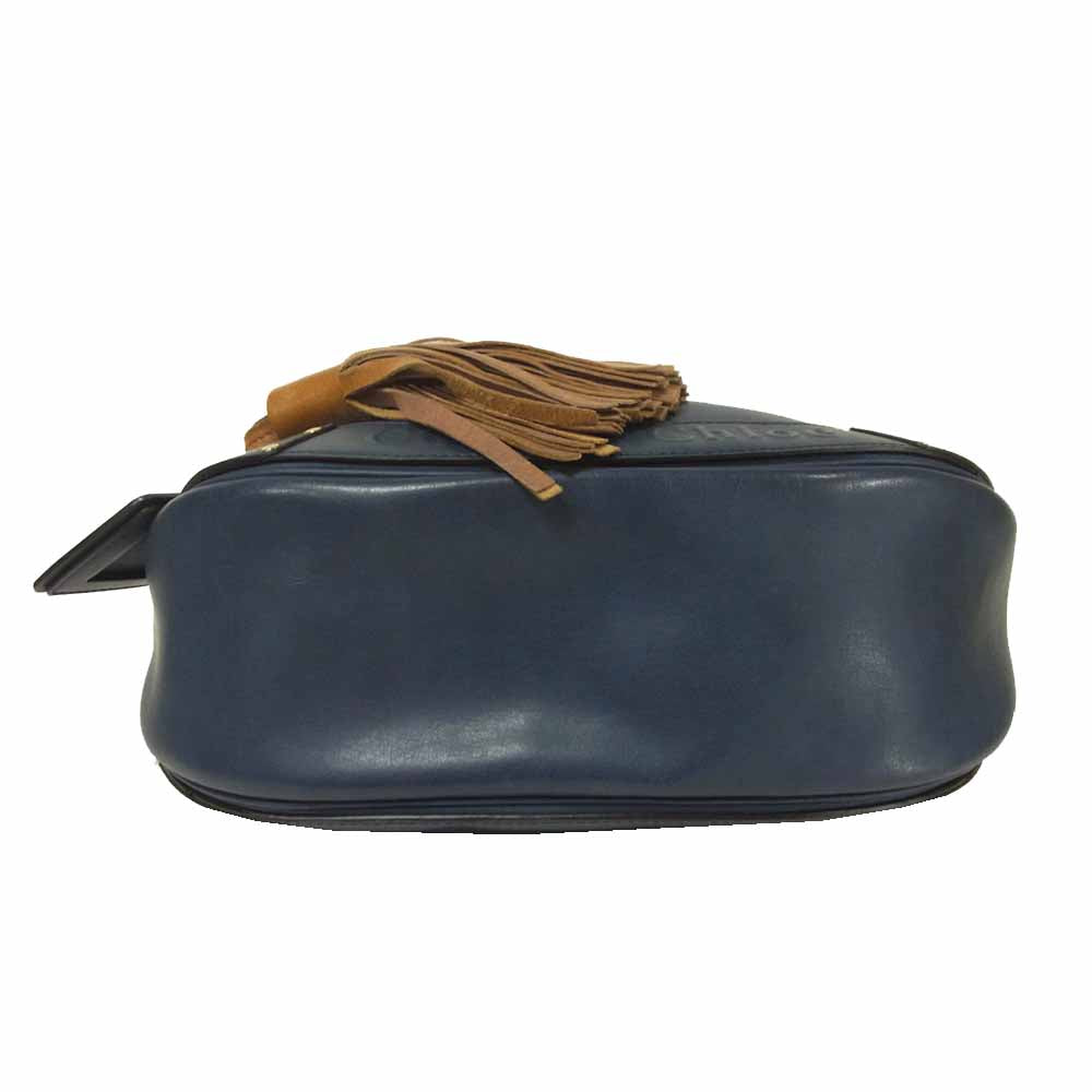 Chloe クロエ ショルダーバック レザー ストラップ付 ネイビー系【中古】