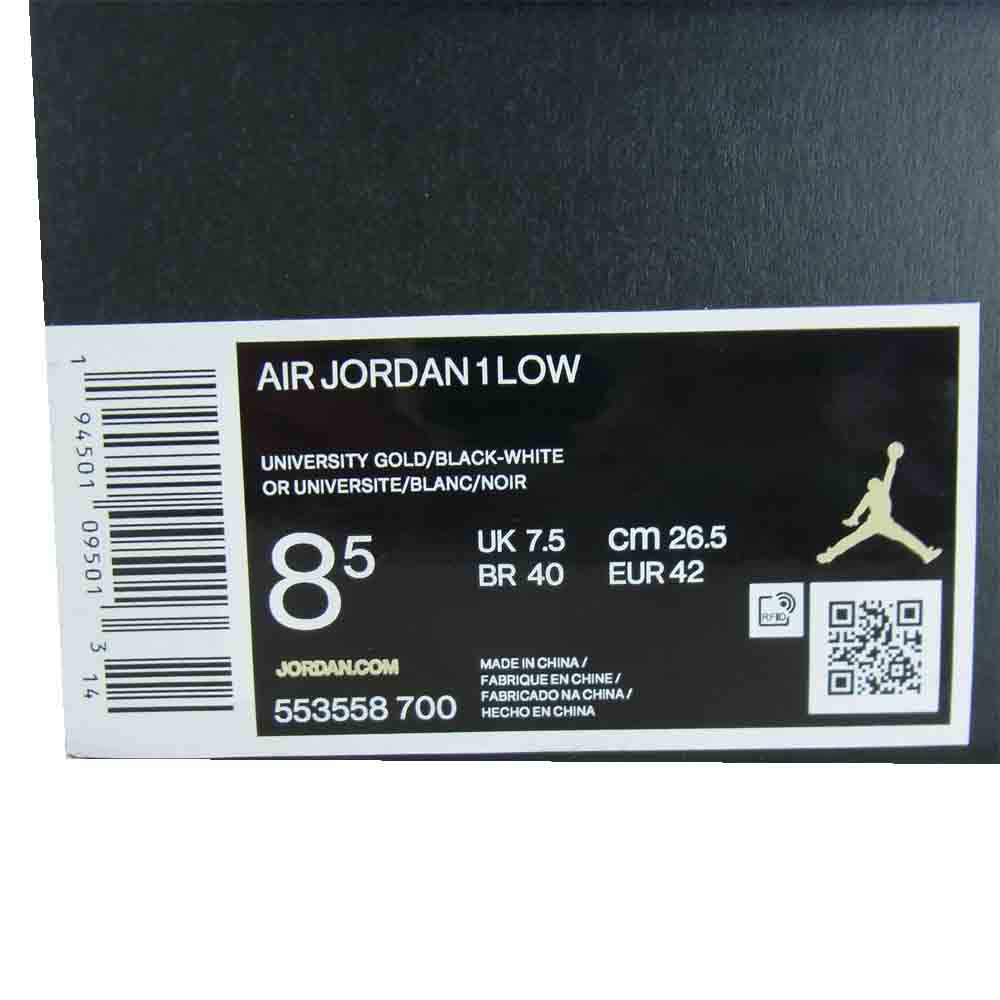 NIKE ナイキ 553558-700 Air Jordan 1 Low UNIVERSITY GOLD エア ジョーダン 1 スニーカー イエロー系 26.5【新古品】【未使用】【中古】