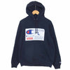 Supreme シュプリーム × チャンピオン Champion 18AW Label Hooded Sweatshirt ラベル フーデッド パーカー ネイビー系 L【中古】