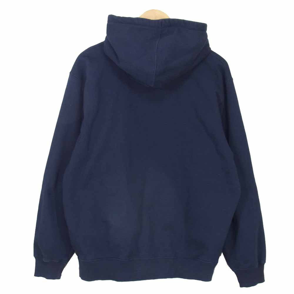 Supreme シュプリーム × チャンピオン Champion 18AW Label Hooded Sweatshirt ラベル フーデッド パーカー ネイビー系 L【中古】