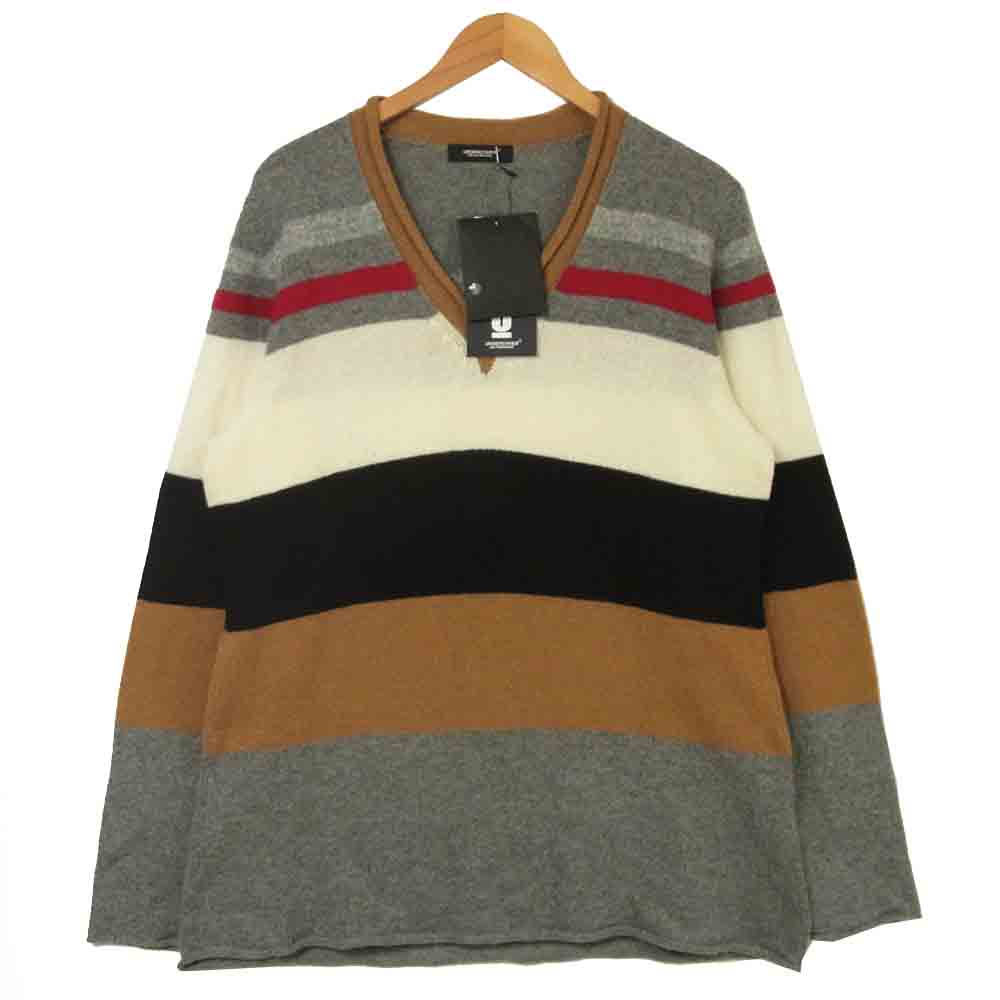 UNDERCOVER アンダーカバー UCZ4906-1 STRIPED SWEATER Vネック ニット セーター グレー系 マルチカラー系【美品】【中古】