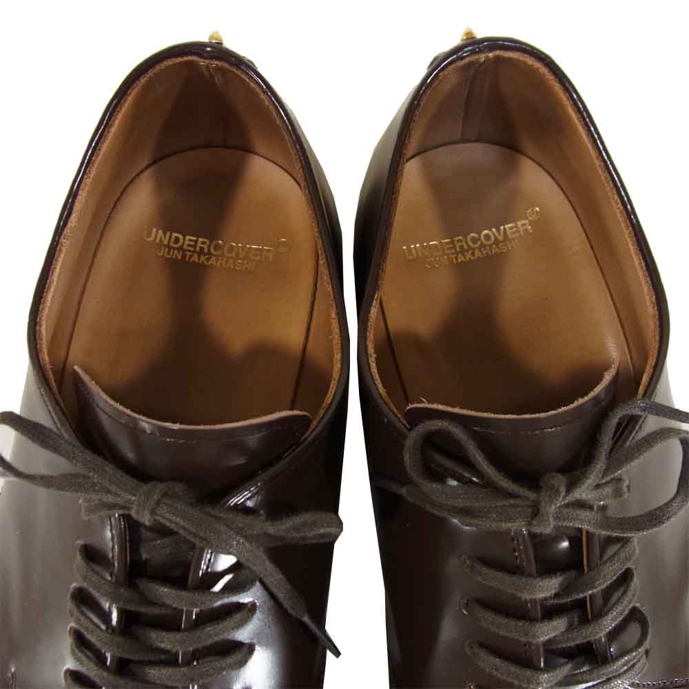 UNDERCOVER アンダーカバー UC1A4F01 スタッズ ソール ガラスレザー プレーントゥ シューズ ダークブラウン系 L【中古】
