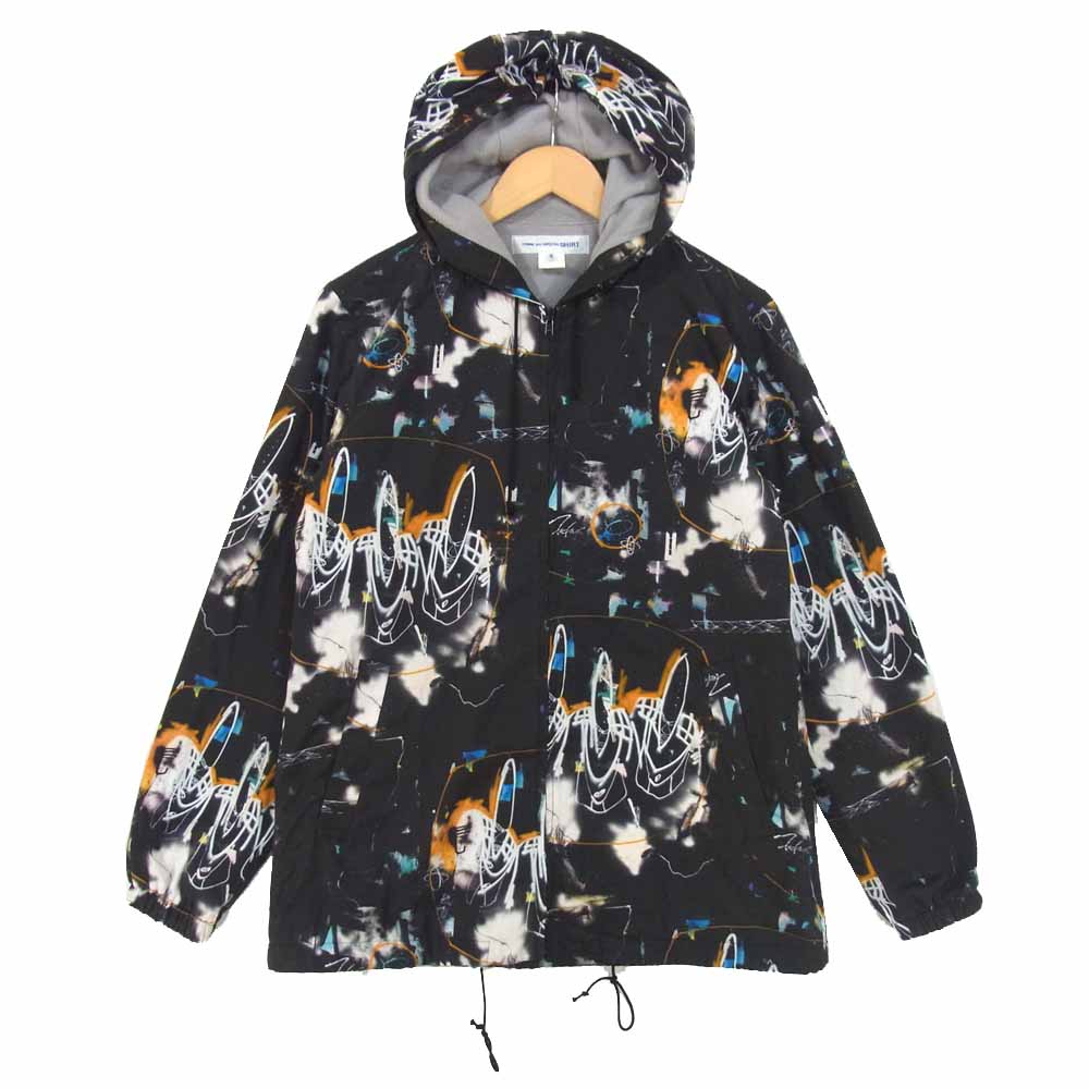 COMME des GARCONS コムデギャルソン W28171 SHIRT Futura フューチャラ グラフィック プリント ジャケット フーディ ブラック系 M【中古】