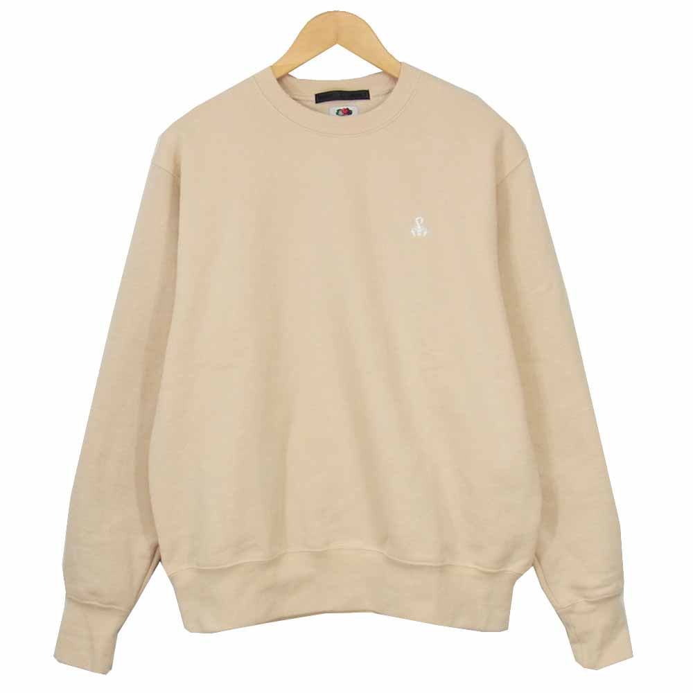 SOPHNET. ソフネット 21SS SHOP-202140 × FRUIT OF THE LOOM フルーツオブザルーム CREWNECK SWEAT スウェット ベージュ系 M【美品】【中古】