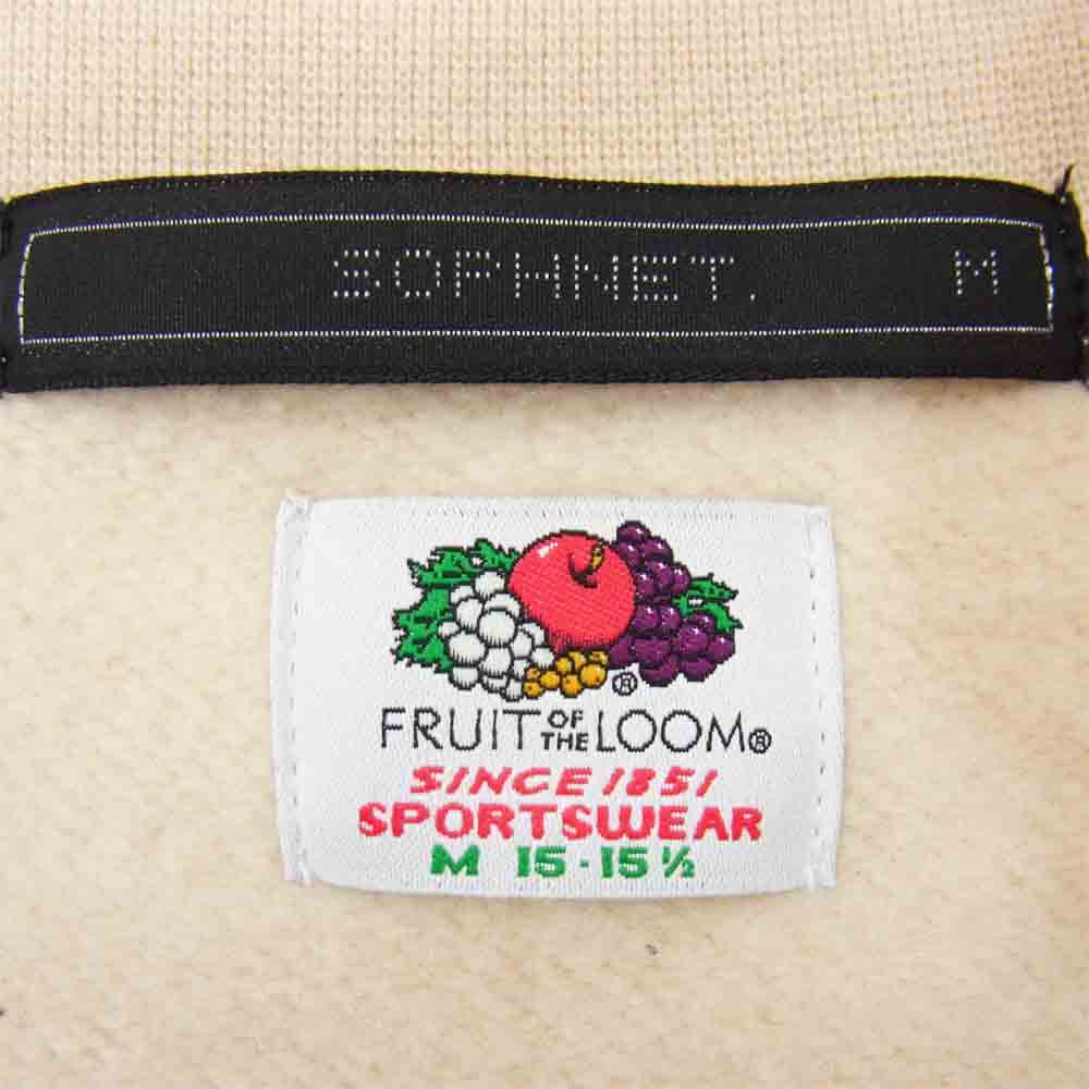 SOPHNET. ソフネット 21SS SHOP-202140 × FRUIT OF THE LOOM フルーツオブザルーム CREWNECK SWEAT スウェット ベージュ系 M【美品】【中古】