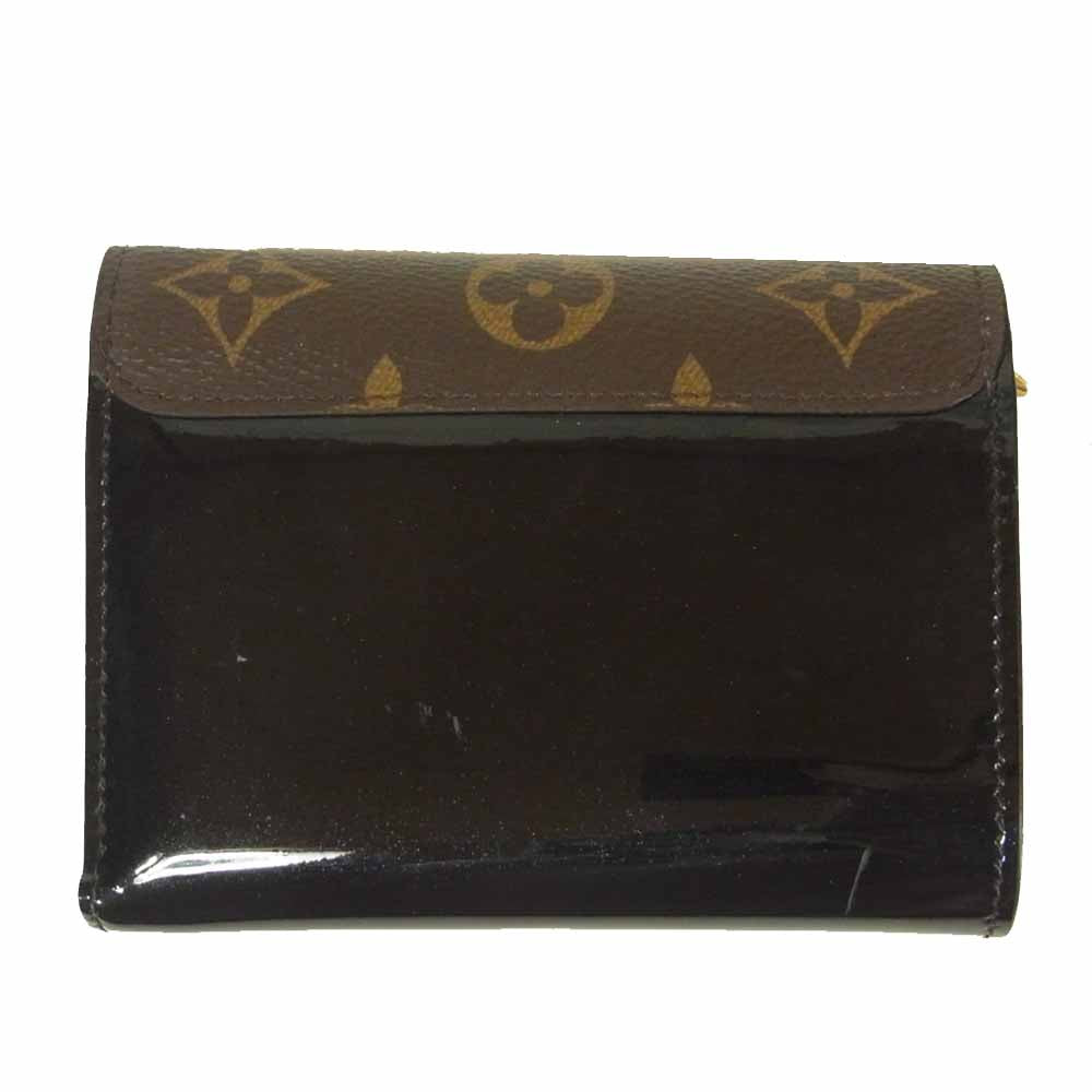 LOUIS VUITTON ルイ・ヴィトン M61912 ポルトフォイユ チェリーウッド パテント カーフレザー コンパクト ウォレット  ブラウン系 ブラック系【中古】