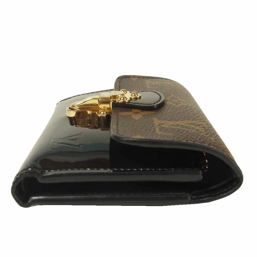 LOUIS VUITTON ルイ・ヴィトン M61912 ポルトフォイユ チェリーウッド パテント カーフレザー コンパクト ウォレット  ブラウン系 ブラック系【中古】