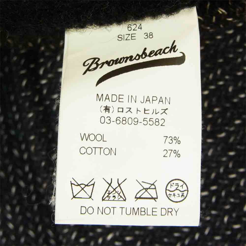 BROWNS'S BEACH ブラウンズビーチ 624 HUNTING JACKET WALDES ジップ ハンティング ジャケット ブラック系 38【中古】