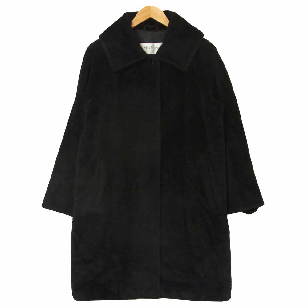 MAX MARA マックスマーラ 白タグ アルパカ コート イタリア製 ブラック系 38【美品】【中古】