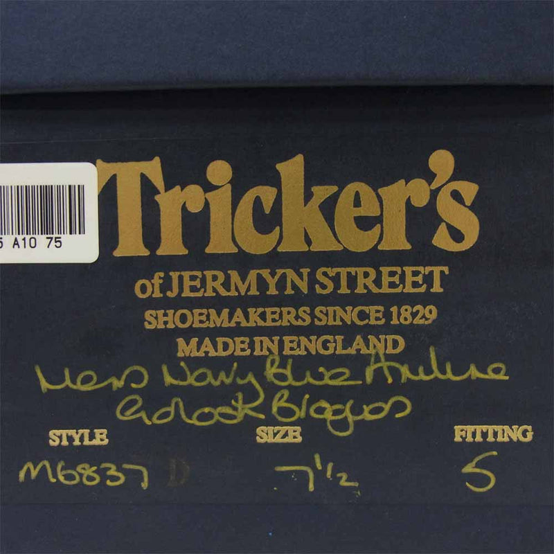 Tricker's トリッカーズ m6837 ウイングチップ シューズ イギリス製 ダークネイビー系 7.5【中古】