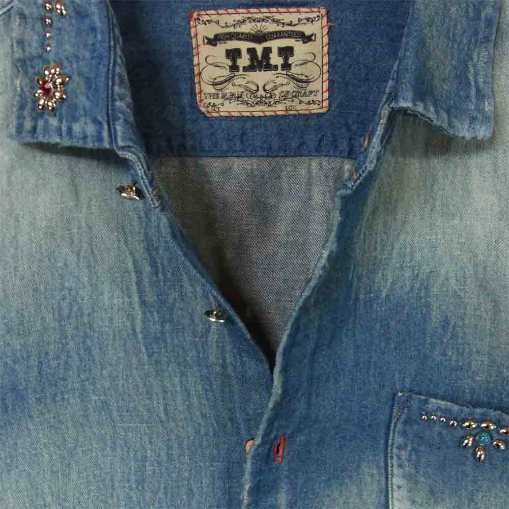 TMT ティーエムティー TSH-S2002 C/LI DENIM SHIRTS デニム 長袖 シャツ コットン インディゴブルー系 L【中古】