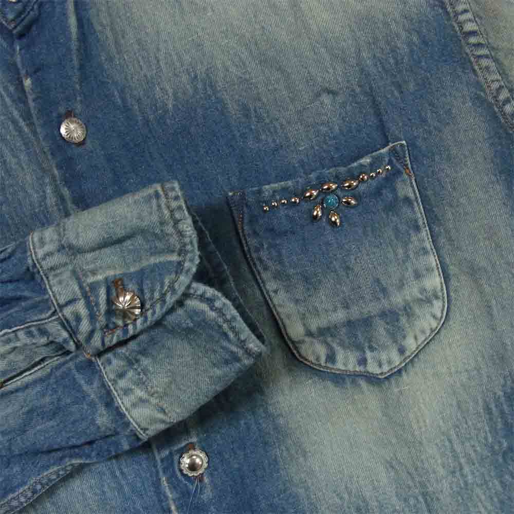 TMT ティーエムティー TSH-S2002 C/LI DENIM SHIRTS デニム 長袖 シャツ コットン インディゴブルー系 L【中古】