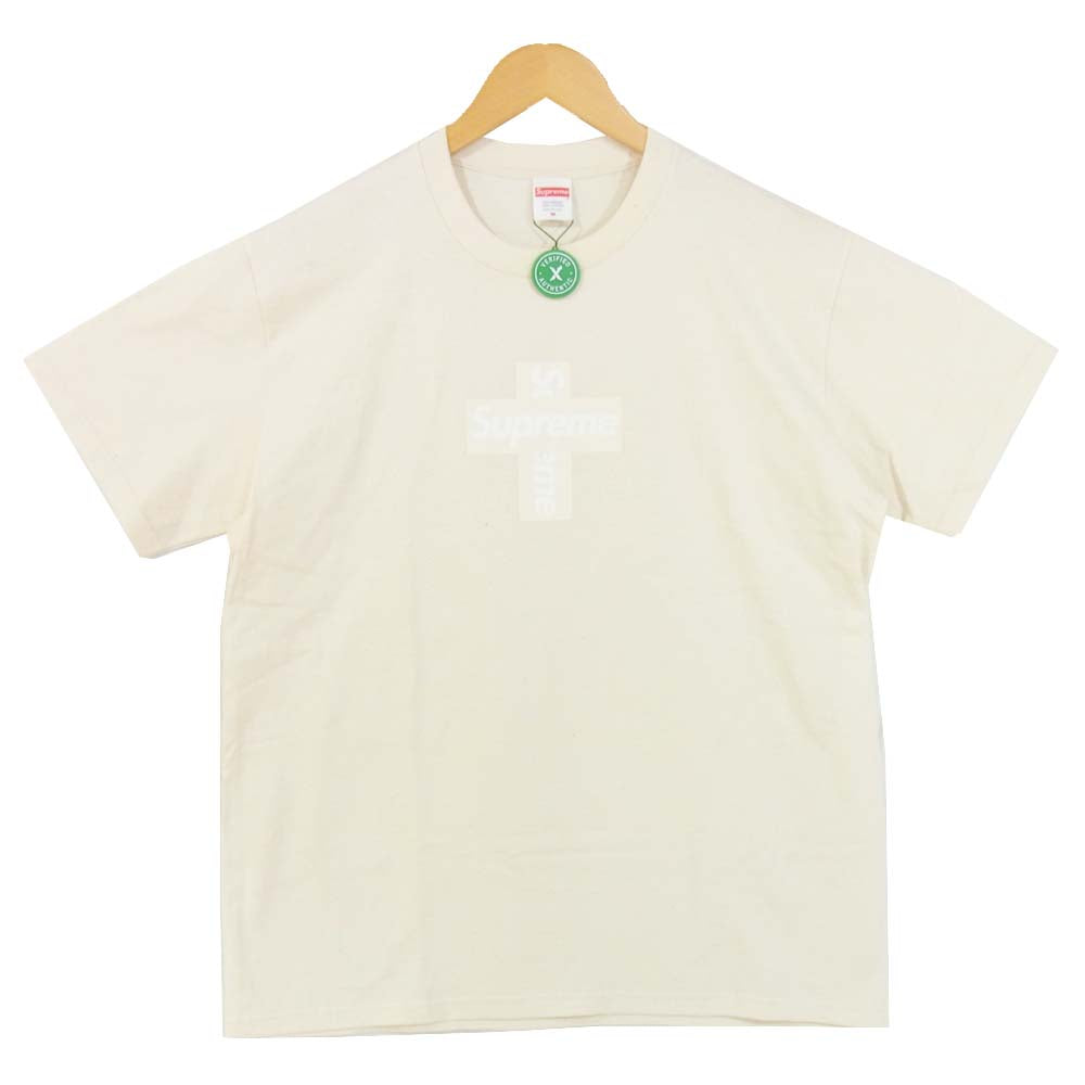 Supreme シュプリーム 20AW Cross Box Logo Tee クロスボックスロゴ Tシャツ ベージュ系 M【極上美品】【中古】