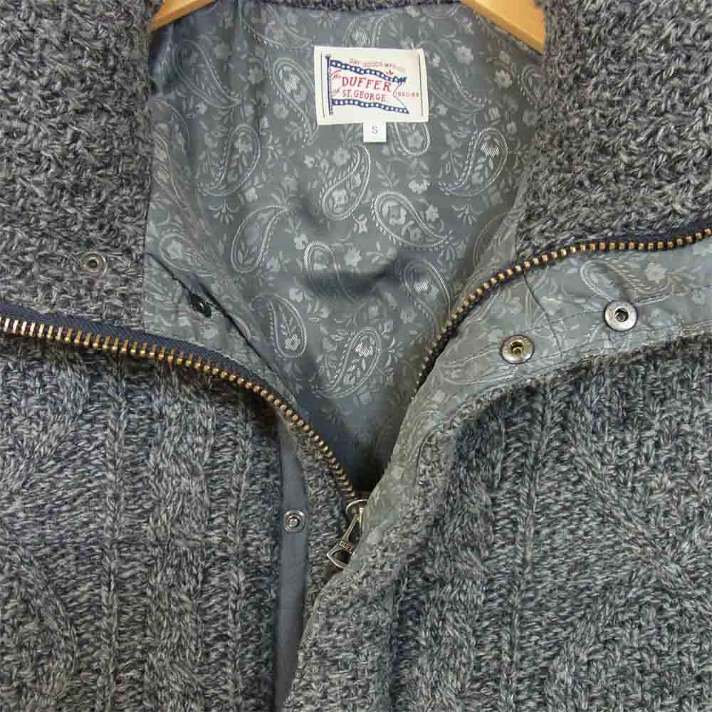 ザ・ダファー・オブ・セントジョージ CABLE KNIT DOWN JACKET ウール ケーブル ニット コンチョダウン ジャケット グレー系 S【中古】
