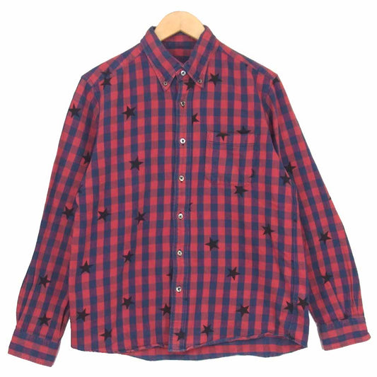 SOPHNET. ソフネット SOPH-167060 STAR CHECK SHIRT スター コットン チェック シャツ ボタンダウン レッド系 L【中古】