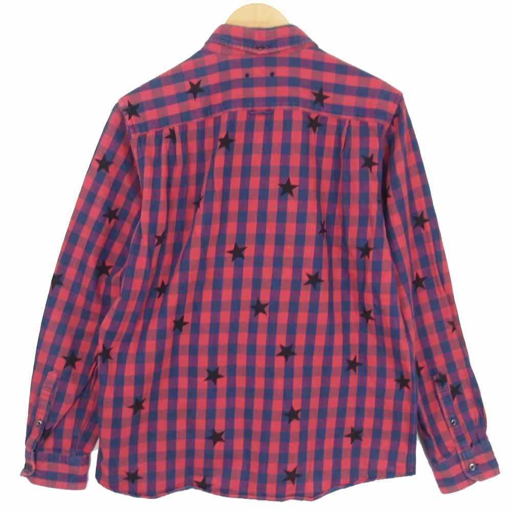 SOPHNET. ソフネット SOPH-167060 STAR CHECK SHIRT スター コットン チェック シャツ ボタンダウン レッド系 L【中古】