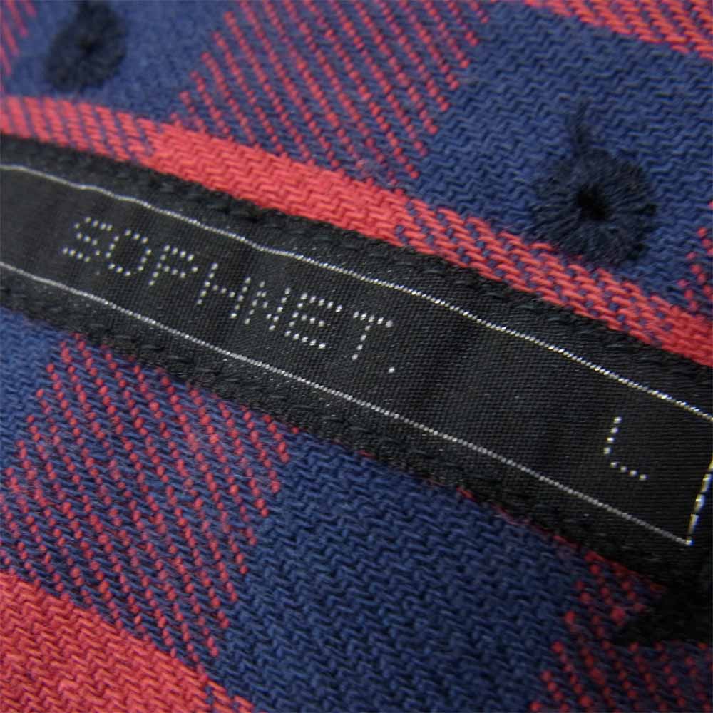 SOPHNET. ソフネット SOPH-167060 STAR CHECK SHIRT スター コットン チェック シャツ ボタンダウン レッド系 L【中古】