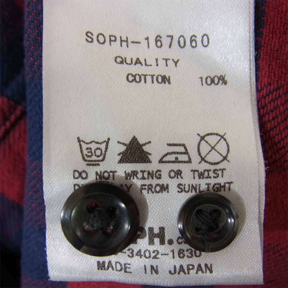 SOPHNET. ソフネット SOPH-167060 STAR CHECK SHIRT スター コットン チェック シャツ ボタンダウン レッド系 L【中古】