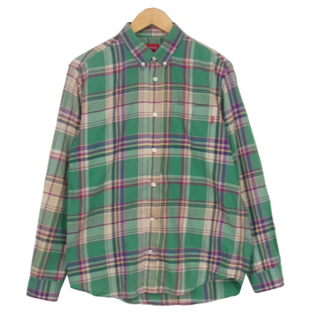 Supreme シュプリーム ボタンダウン チェック シャツ グリーン系 M【中古】