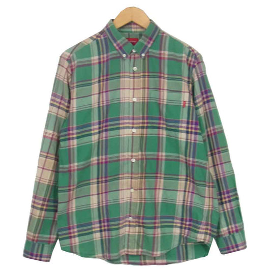 Supreme シュプリーム ボタンダウン チェック シャツ グリーン系 M【中古】
