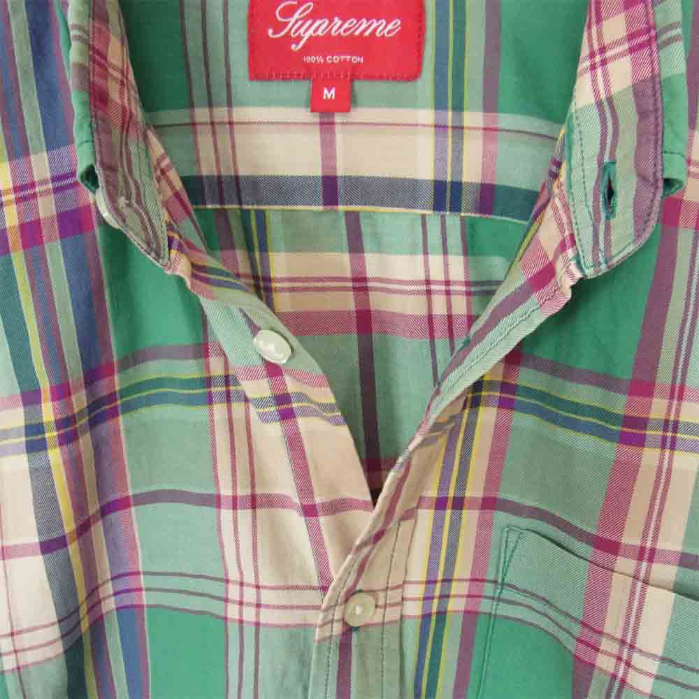 Supreme シュプリーム ボタンダウン チェック シャツ グリーン系 M【中古】