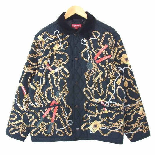 Supreme シュプリーム 20AW Chains Quilted Jacket チェーン キルト ジャケット ブラック系 柄 M【中古】