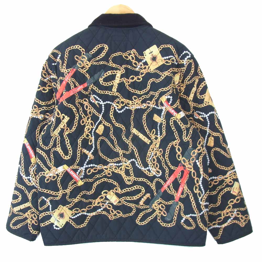 Supreme シュプリーム 20AW Chains Quilted Jacket チェーン キルト ジャケット ブラック系 柄 M【中古】