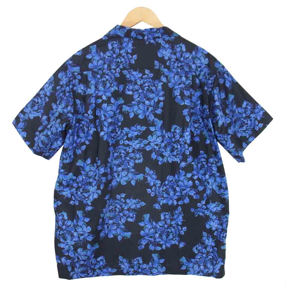 ユハ 10110705 BOTANICAL OPEN COLLAR SHIRT ボタニカル オープン カラー シャツ ネイビー系 1【新古品】【未使用】【中古】