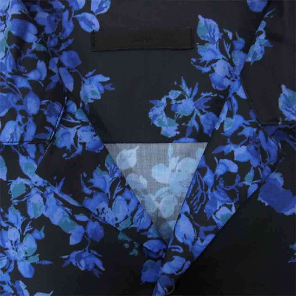 ユハ 10110705 BOTANICAL OPEN COLLAR SHIRT ボタニカル オープン カラー シャツ ネイビー系 1【新古品】【未使用】【中古】