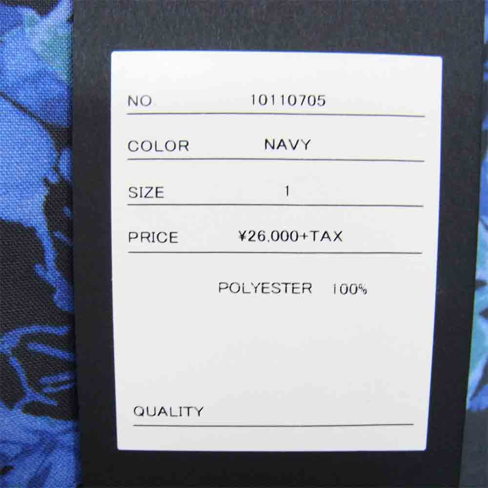 ユハ 10110705 BOTANICAL OPEN COLLAR SHIRT ボタニカル オープン カラー シャツ ネイビー系 1【新古品】【未使用】【中古】