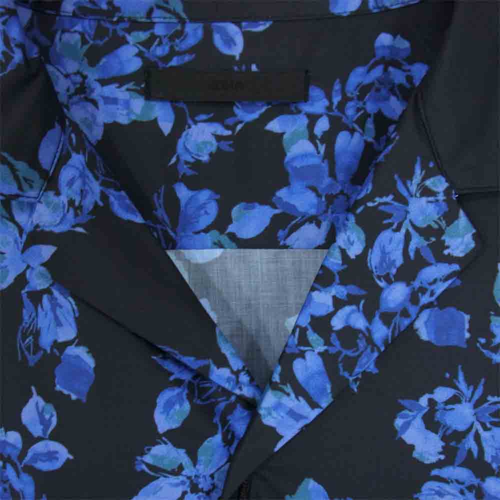 ユハ 10110705 BOTANICAL OPEN COLLAR SHIRT ボタニカル オープン カラー シャツ ネイビー系 2【新古品】【未使用】【中古】