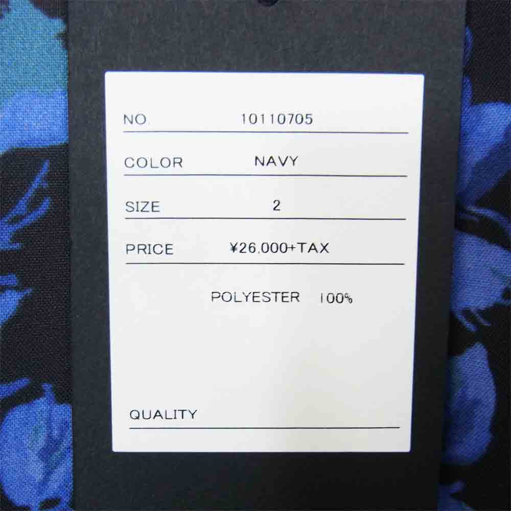 ユハ 10110705 BOTANICAL OPEN COLLAR SHIRT ボタニカル オープン カラー シャツ ネイビー系 2【新古品】【未使用】【中古】