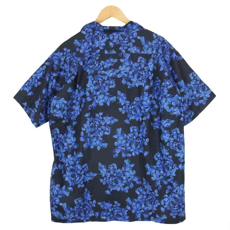 ユハ 10110705 BOTANICAL OPEN COLLAR SHIRT ボタニカル オープン カラー シャツ ネイビー系 2【新古品】【未使用】【中古】