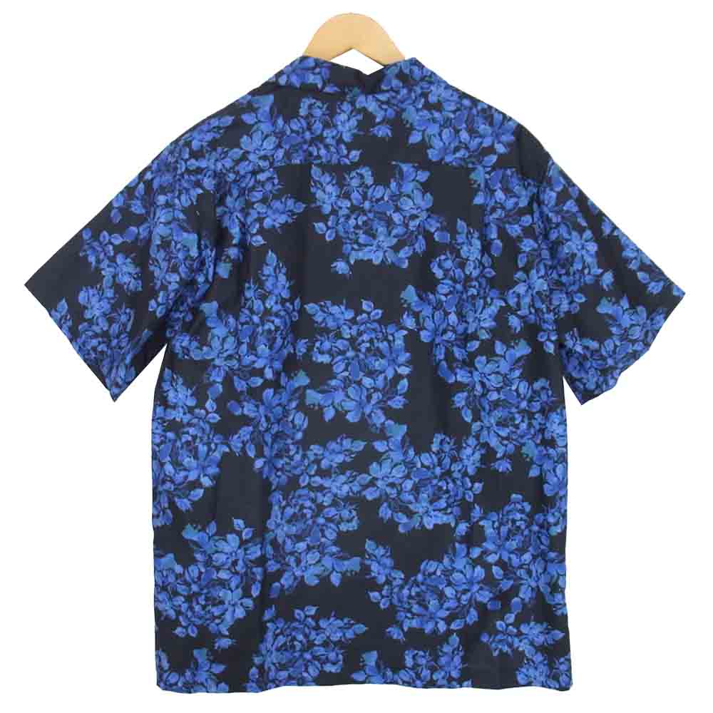 ユハ 10110705 BOTANICAL OPEN COLLAR SHIRT ボタニカル オープン カラー シャツ ネイビー系 1【新古品】【未使用】【中古】