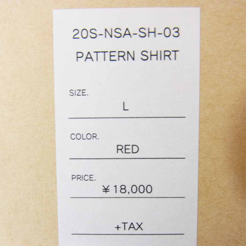 ネサーンス 20S-NSA-SH-03 PATTERN SHIRT パターン シャツ レッド系 L【新古品】【未使用】【中古】