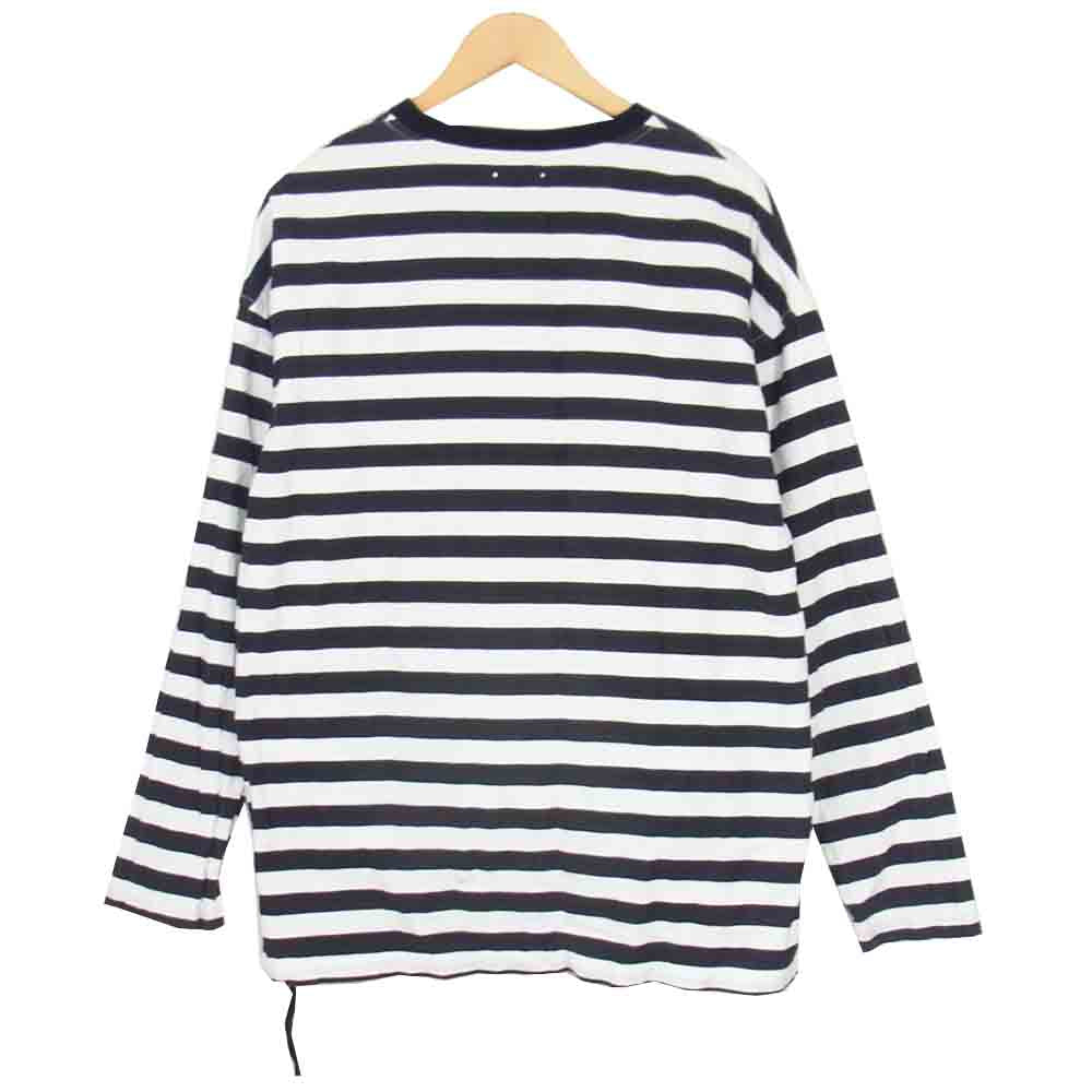マインデニム 20AW BORDER SIDE ZIP T-SHIRT ボーダー サイド ジップ Tシャツ 長袖 ブラック系 3【中古】