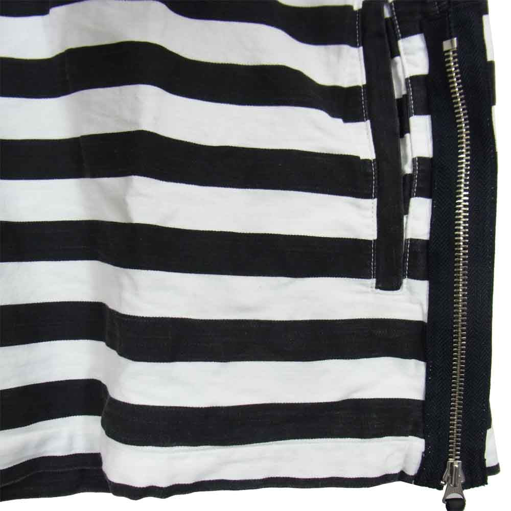 マインデニム 20AW BORDER SIDE ZIP T-SHIRT ボーダー サイド ジップ Tシャツ 長袖 ブラック系 3【中古】