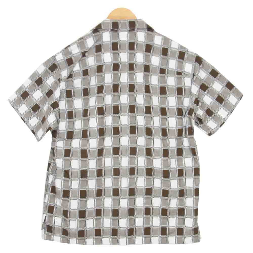 クオン 2001-SH04 HALF SLEEVES SHIRT 吉野格子 半袖シャツ ブラウン系 L【新古品】【未使用】【中古】