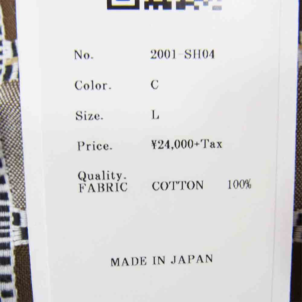 クオン 2001-SH04 HALF SLEEVES SHIRT 吉野格子 半袖シャツ ブラウン系 L【新古品】【未使用】【中古】