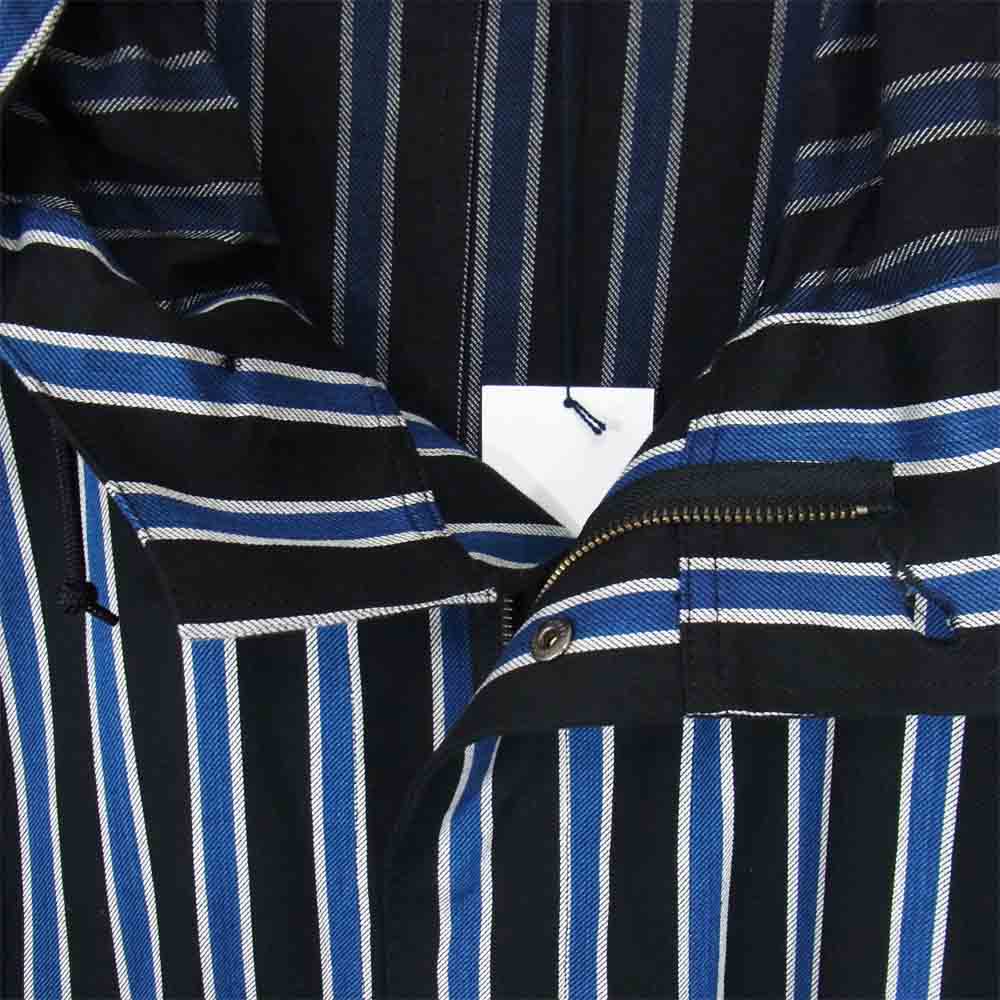 クオン 2002-CO0108 HOODED COAT 裂き織り ストライプ モッズコート ブラック系 M【新古品】【未使用】【中古】